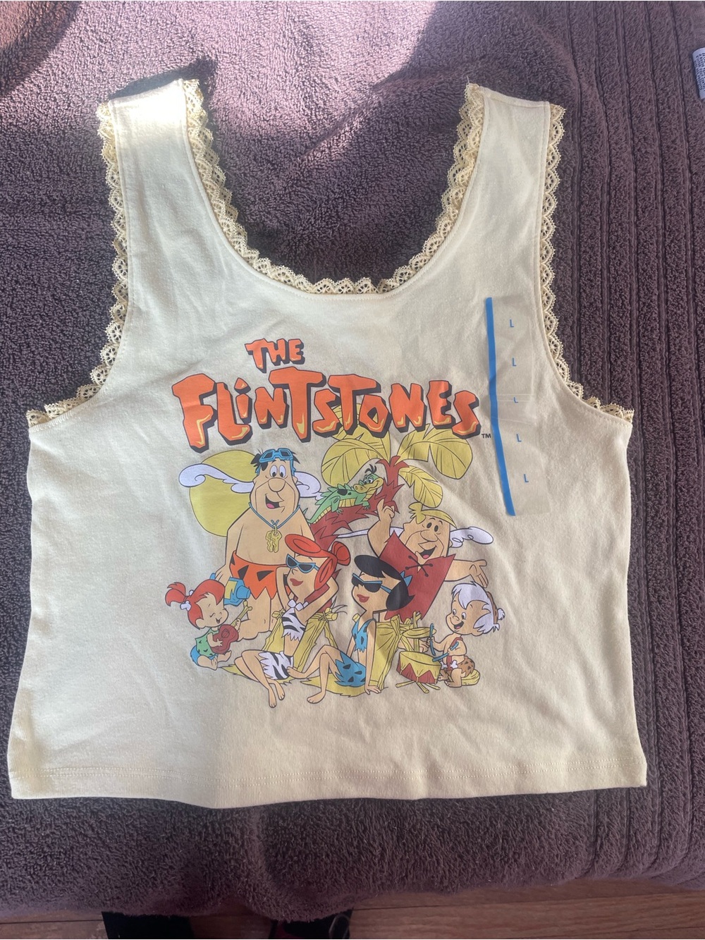 NWT The Flintstones Cream Graphic Tank Top Women’s Size Large